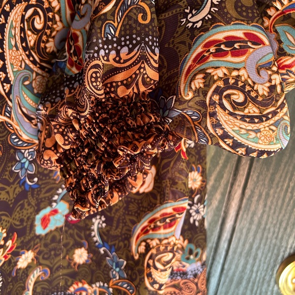 Fig and Flower for Anthropologie paisley high neck blouse L large - Picture 4 of 7